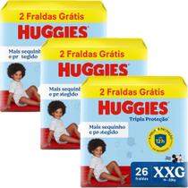 Kit 3 Fraldas Huggies Tripla Proteção Meguinha XXG - 78 Tiras