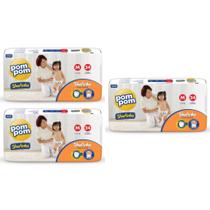KIT 3 Fraldas Infantil Pom Pom Shortinho Todos Os Tamanhos