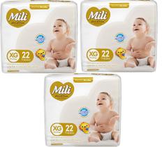 Kit 3 Fraldas Mili Love Care Premium Jumbo XG 22 un Mili