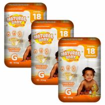 Kit 3 Fraldas Natural Baby Premium Jumbinho G 18 un.