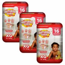 Kit 3 Fraldas Natural Baby Premium Jumbinho XG 16 un.