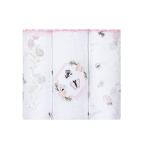 Kit 3 Fraldas Papi 63x63cm com Ponto Elize Flores Jardim Kit 3 Fraldas Papi 63x63cm com Ponto Elize Flores Jardim