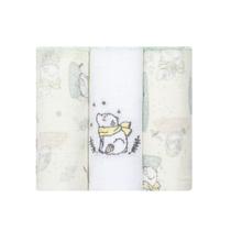 Kit 3 Fraldas Papi 63x63cm com Ponto Elize Urso Polar Kit 3 Fraldas Papi 63x63cm com Ponto Elize Urso Polar