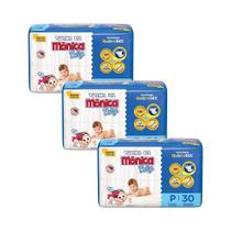 Kit 3 Fraldas Turma da Mônica Baby Jumbo P com 30un cada