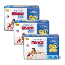 Kit 3 Fraldas Turma da Mônica Baby Jumbo XG com 20un cada