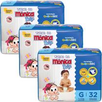 Kit 3 Fraldas Turma Da Mônica Mega G - 96 Tiras