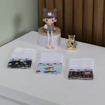 Kit 3 Fraldinhas Toalhas De Boca Bebê 100% Algodão Estampadas