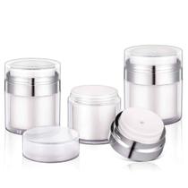 Kit 3 Frasco Pump Acrílico Por Pressão À Vácuo Em 3 Tamanhos Para Creme Gel Sérum Cosméticos Kit 3 Frasco Pump Acrílico Por Pressão À Vácuo Em 3 Tamanhos Para Creme Gel Sérum Cosméticos