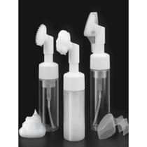 Kit 3 Frasco pump para limpeza facial com escova de silicone básico