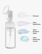 Kit 3 frasco pump para limpeza facial com escova de silicone funcional
