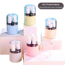 Kit 3 Frascos Organizador de Líquidos Spray Reutilizáveis para Viagem com Pump Funil Adesivo