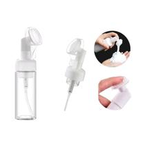 Kit 3 frascos pump espumador para limpeza facial com escova de silicone novidade