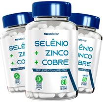 Kit 3 Frascos Selênio + Zinco Cobre Quelatos Suplemento Alimentar Natural 180 Cápsulas Produto Original Natunéctar