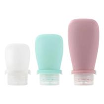 Kit 3 Frascos Silicone Porta Shampoo Creme Condicionador Sabonete líquido Antivazamento Viagem Academia