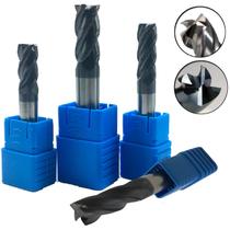 Kit 3 Fresa Metal Duro Topo Reto 4mm, 6mm E 8mm 4 Cortes