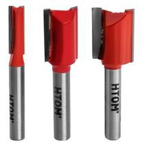 Kit 3 Fresa Reta 1/4, 1/2 e 5/8 Haste 1/4 Metal Duro Tupia