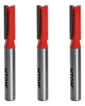 Kit 3 Fresa Reta 1/4 Haste 1/4 Corte Duplo Metal Duro Tupia