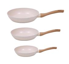 Kit 3 Frigideiras Antiaderente Ceramico Fogão Indução Com Espatula Bege Marmol Mimo Style Kit 3 Frigideiras Antiaderente Ceramico Fogão Indução Com Espatula Bege Marmol Mimo Style