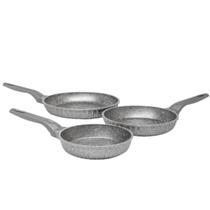 Kit 3 Frigideiras Antiaderente Revestimento Granito Cooktop Fogão Indução