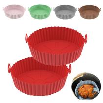 KIT 3 Frigideiras de ar forno bandeja de cozimento frango frito cesta esteira airfryer silicone pote antiaderente - FORMAAIRFRY