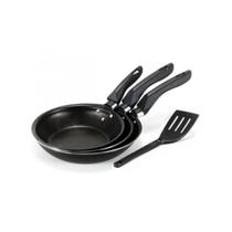 Kit 3 Frigideiras Francesa Grande Com Espátula Preta Linha Premium J4TECH Alumínio Antiaderente Teflon Ultra Resistente Kit 3 Frigideiras Francesa Grande Com Espátula Preta Linha Premium J4TECH Alumínio Antiaderente Teflon Ultra Resistente