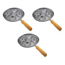 Kit 3 Frigideiras Multi-ovo Frita 4 Ovos em Alumínio Batido Kit 3 Frigideiras Multi-ovo Frita 4 Ovos em Alumínio Batido