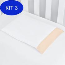 Kit 3 Fronha Estampa 2 Peças Infantil Algodão - Caqui Com Branco