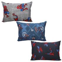 Kit 3 Fronhas Travesseiro Homem Aranha Vingadores 100% Algodão Menino Infantil