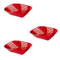 Kit 3 Fruteira de Mesa Slim Vermelho 34x13Cm Plástico