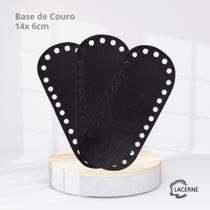 KIT 3 Fundos de Bolsas em Couro para Crochê Tamanho 14x6cm ( PRETO )
