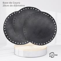 KIT 3 Fundos de Bolsas em Couro para Crochê Tamanho 20cm de diâmetro (3 PRETO) KIT 3 Fundos de Bolsas em Couro para Crochê Tamanho 20cm de diâmetro (3 PRETO)