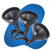 Kit 3 Funil Combustível E Óleo Cano Flexível Dosador Grande
