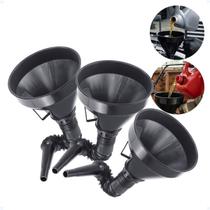 Kit 3 Funil Flexível Plástico 34cm Troca De Óleo Combustível