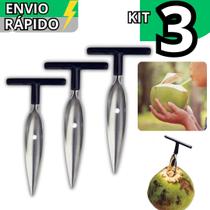 Kit 3 Fura Coco Abridor Manual Em Inox Profissional Rápido e Prático Fura Abre Cabo Emborrachado Kit 3 Fura Coco Abridor Manual Em Inox Profissional Rápido e Prático Fura Abre Cabo Emborrachado
