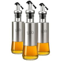 Kit 3 Galheteiro Porta Azeite Vinagre Em Inox E Vidro 300ml Kit 3 Galheteiro Porta Azeite Vinagre Em Inox E Vidro 300ml