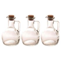 Kit 3 Galheteiros Garrafa de Vidro Azeite Vinagre 180ml Tampa Rolha Lyor Porta Condimentos