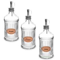 Kit 3 Galheteiros Garrafa Vidro Porta Óleo Azeite Vinagre 500ml