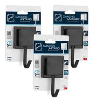 Kit 3 Gancho Cabide Suporte Porta Toalha de Rosto de Parede Banheiro 3M Sem Furo Preto Black Arthi