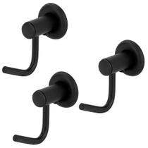 Kit 3 Gancho Cabideiro Porta Toalha Metal Black/Preto Parede Kit 3 Gancho Cabideiro Porta Toalha Metal Black/Preto Parede