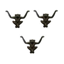 Kit 3 Gancho Decorativo Macaco Parede Em Aluminio/cabideiro