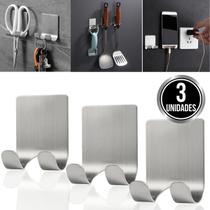 Kit 3 Gancho Parede Suporte Cabide Adesivo Alta Aderência Metal Aço Inox Monolo Kit 3 Gancho Parede Suporte Cabide Adesivo Alta Aderência Metal Aço Inox Monolo
