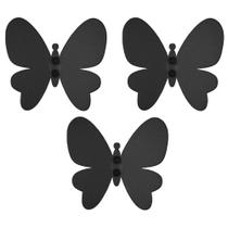 Kit 3 Ganchos Borboleta para Pendurar Roupas Bolsas Multiuso Penduradores Luft Masutti Preto