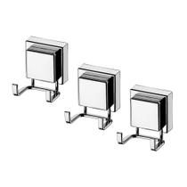 Kit 3 Ganchos Duplo com Ventosa Multiuso para Banheiro Lavanderia Cozinha Prata Future