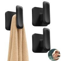 Kit 3 Ganchos Multiuso Porta Toalha de Parede Com Adesivo Preto - Eleve GPE100PTF Ou Kit 3 Ganchos Multiuso Porta Toalha de Parede Com Adesivo Preto - Eleve GPE100PTF Ou
