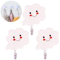 Kit 3 Ganchos Para Pendurar Na Parede Adesivo De Nuvens Para Porta Cozinha Quarto Toalha