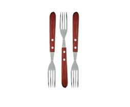 Kit 3 Garfo Inox Cabo Madeira Rustica Tradicional