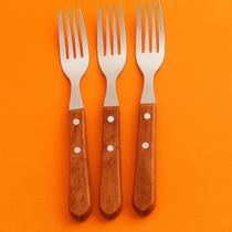 Kit 3 Garfos com Cabo de Madeira Estilo Rústico e Elegância à Mesa!