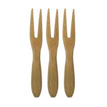 Kit 3 Garfos Para Petisco Em Bambu 9 Cm Kit 3 Garfos Para Petisco Em Bambu 9 Cm