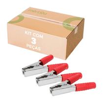 Kit 3 Garra Jacaré 200 amp Vermelho 14,1cm
