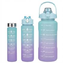 Kit 3 Garrafa Água Squeeze Adesivo Lembrete Verde e Roxo 2L Kit 3 Garrafa Água Squeeze Adesivo Lembrete Verde e Roxo 2L